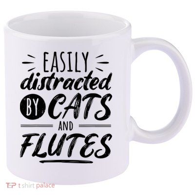 Funny Flute Player Saying Cat Owner I Cats And Flutes 11oz C Handle Ceramic Mug