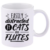 Funny Flute Player Saying Cat Owner I Cats And Flutes 11oz C Handle Ceramic Mug