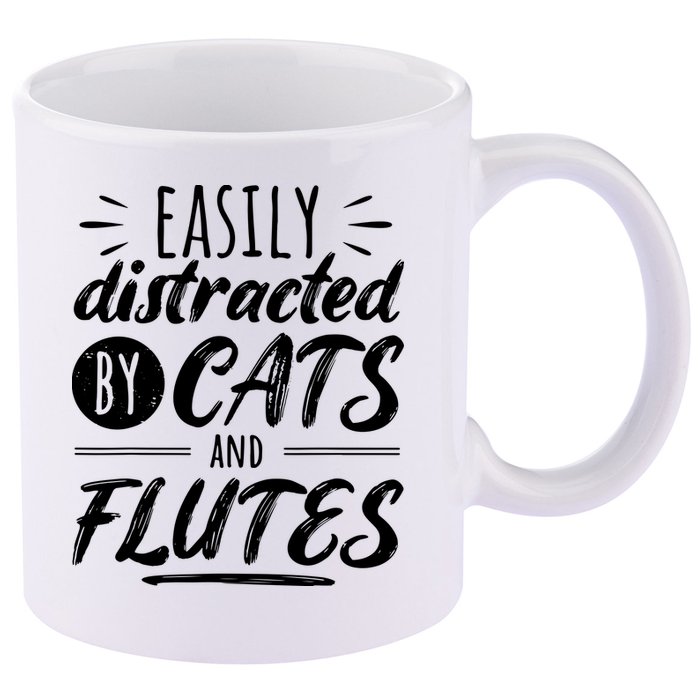 Funny Flute Player Saying Cat Owner I Cats And Flutes 11oz C Handle Ceramic Mug