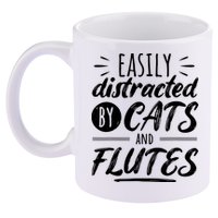 Funny Flute Player Saying Cat Owner I Cats And Flutes 11oz C Handle Ceramic Mug