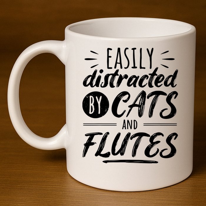 Funny Flute Player Saying Cat Owner I Cats And Flutes 11oz C Handle Ceramic Mug