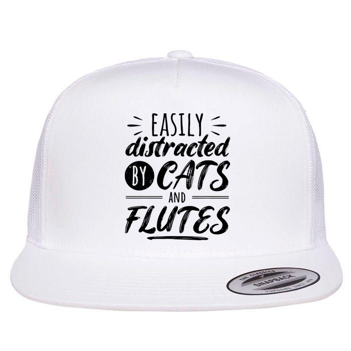 Funny Flute Player Saying Cat Owner I Cats And Flutes Flat Bill Trucker Hat