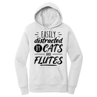 Funny Flute Player Saying Cat Owner I Cats And Flutes Women's Pullover Hoodie