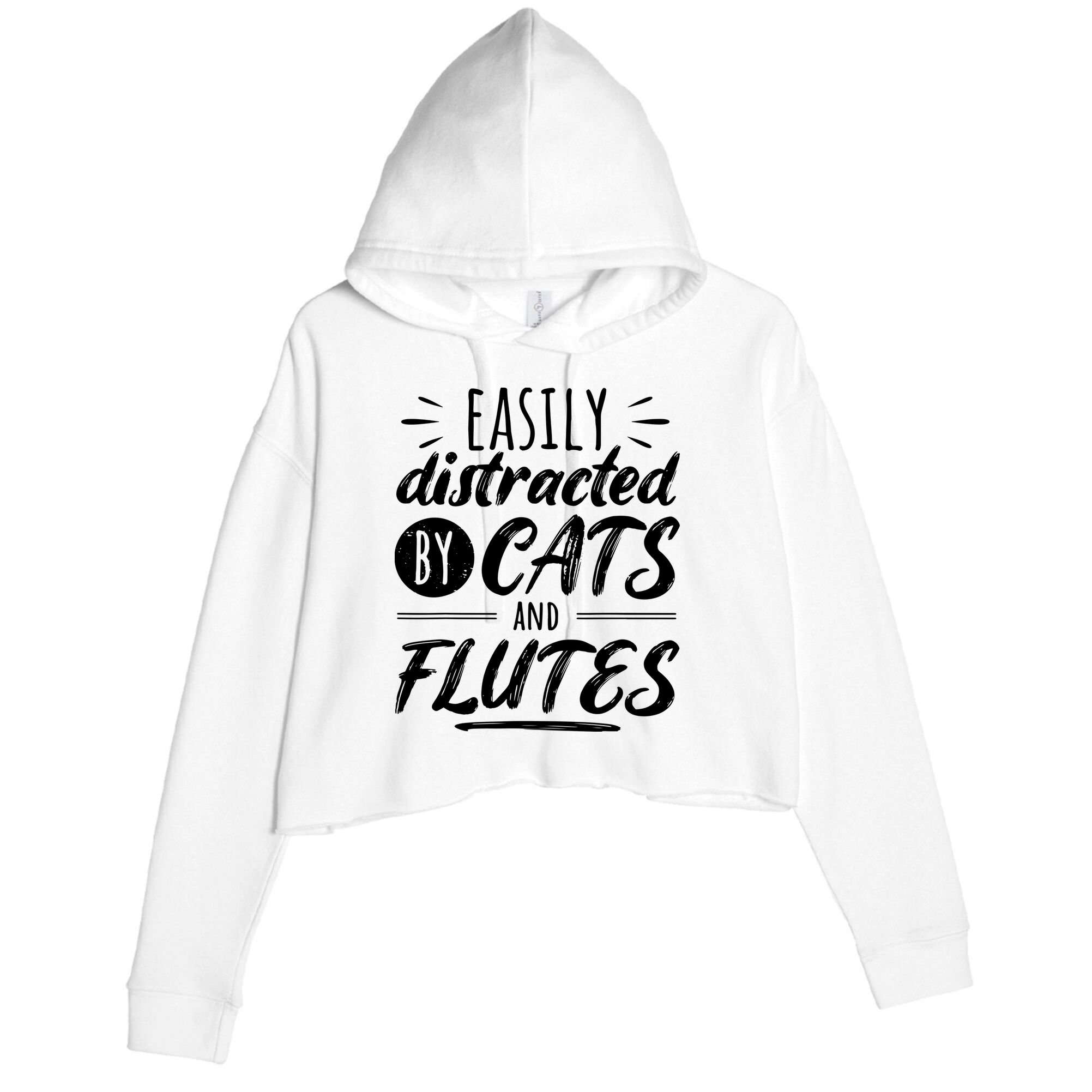 Funny Flute Player Saying Cat Owner I Cats And Flutes Crop Fleece Hoodie