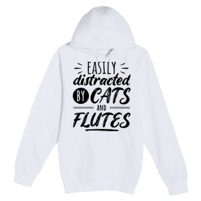 Funny Flute Player Saying Cat Owner I Cats And Flutes Premium Pullover Hoodie