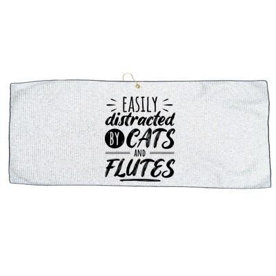 Funny Flute Player Saying Cat Owner I Cats And Flutes Large Microfiber Waffle Golf Towel