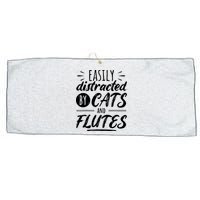 Funny Flute Player Saying Cat Owner I Cats And Flutes Large Microfiber Waffle Golf Towel