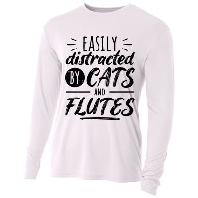 Funny Flute Player Saying Cat Owner I Cats And Flutes Cooling Performance Long Sleeve Crew