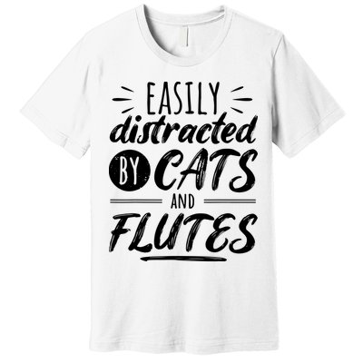 Funny Flute Player Saying Cat Owner I Cats And Flutes Premium T-Shirt