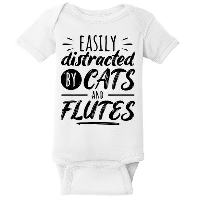 Funny Flute Player Saying Cat Owner I Cats And Flutes Baby Bodysuit