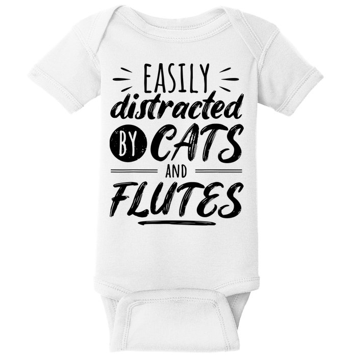 Funny Flute Player Saying Cat Owner I Cats And Flutes Baby Bodysuit