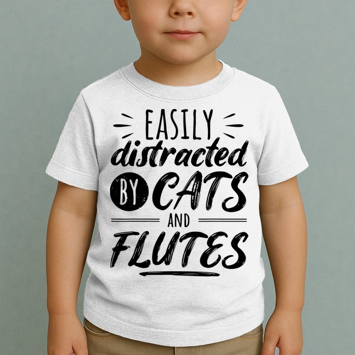 Funny Flute Player Saying Cat Owner I Cats And Flutes Toddler T-Shirt