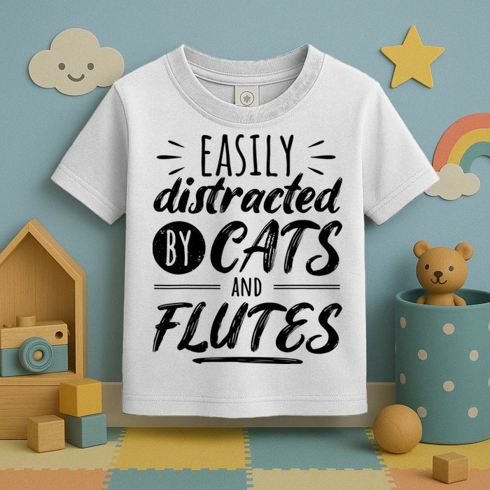 Funny Flute Player Saying Cat Owner I Cats And Flutes Toddler T-Shirt