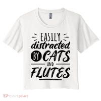Funny Flute Player Saying Cat Owner I Cats And Flutes Crop Top