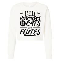 Funny Flute Player Saying Cat Owner I Cats And Flutes Cropped Pullover Crew
