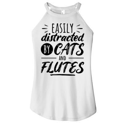 Funny Flute Player Saying Cat Owner I Cats And Flutes Women's Perfect Tri Rocker Tank