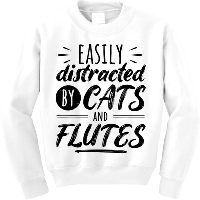 Funny Flute Player Saying Cat Owner I Cats And Flutes Kids Sweatshirt