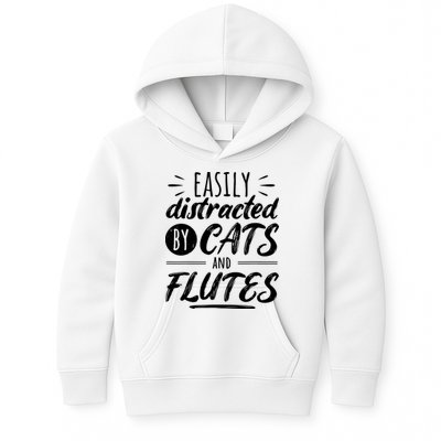 Funny Flute Player Saying Cat Owner I Cats And Flutes Kids Hoodie