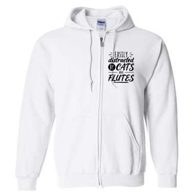 Funny Flute Player Saying Cat Owner I Cats And Flutes Full Zip Hoodie