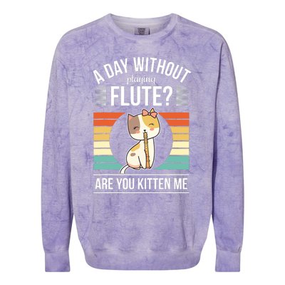 Funny Flute Player Saying Flutist Day Without Playing Flute Colorblast Crewneck Sweatshirt