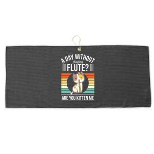 Funny Flute Player Saying Flutist Day Without Playing Flute Large Microfiber Waffle Golf Towel