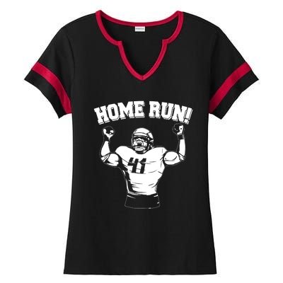 Funny Football Player Home Run Ladies Halftime Notch Neck Tee