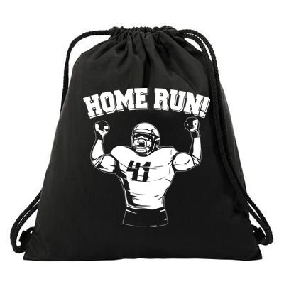 Funny Football Player Home Run Drawstring Bag