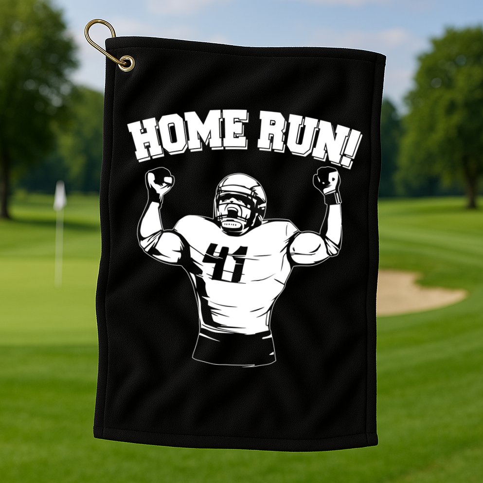 Funny Football Player Home Run Golf Towel