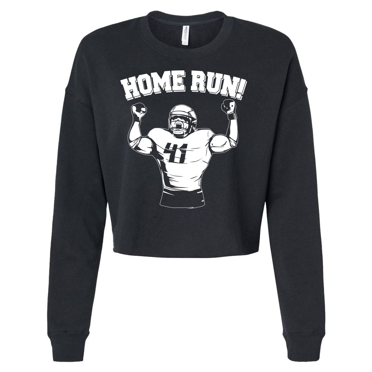Funny Football Player Home Run Cropped Pullover Crew