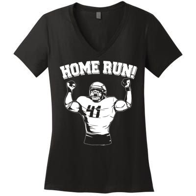 Funny Football Player Home Run Women's V-Neck T-Shirt