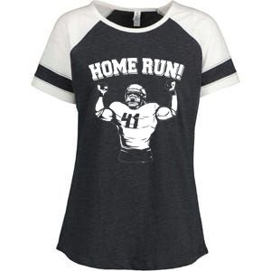 Funny Football Player Home Run Enza Ladies Jersey Colorblock Tee