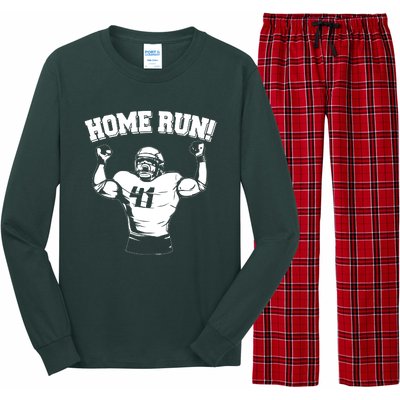 Funny Football Player Home Run Long Sleeve Pajama Set