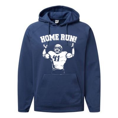 Funny Football Player Home Run Performance Fleece Hoodie