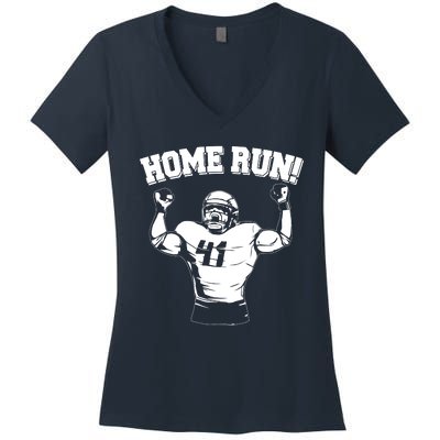 Funny Football Player Home Run Women's V-Neck T-Shirt