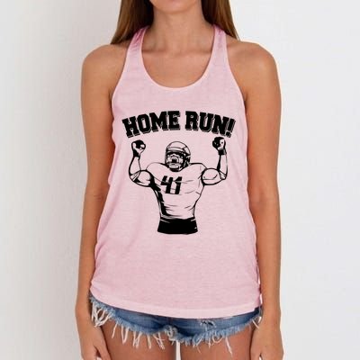 Funny Football Player Home Run Women's Knotted Racerback Tank