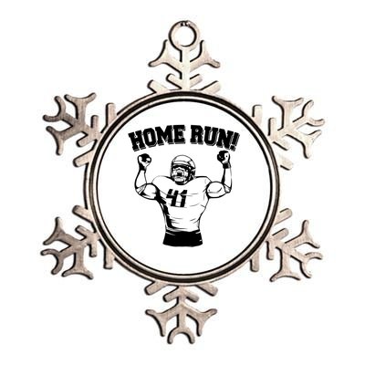 Funny Football Player Home Run Metallic Star Ornament