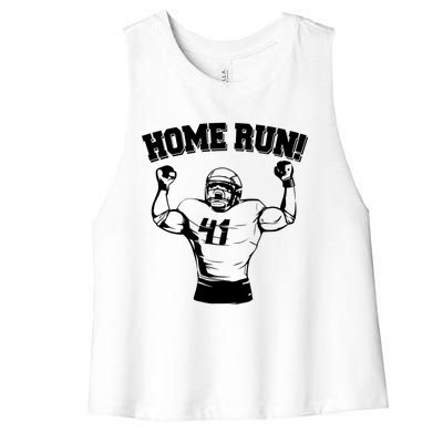 Funny Football Player Home Run Women's Racerback Cropped Tank