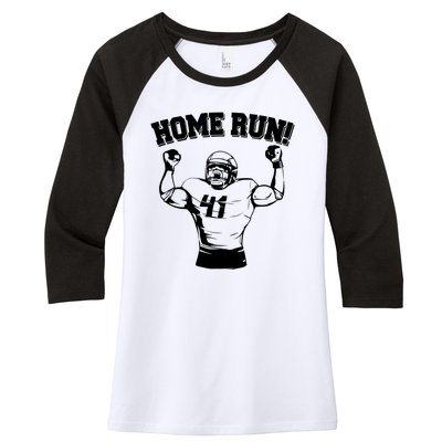 Funny Football Player Home Run Women's Tri-Blend 3/4-Sleeve Raglan Shirt