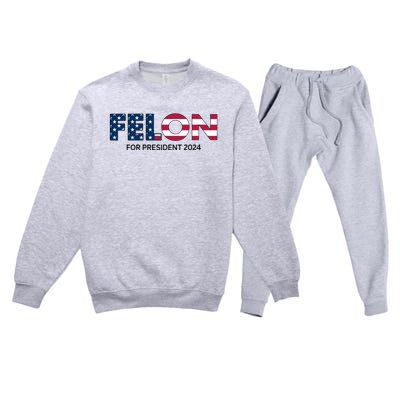 Felon For President 2024 Premium Crewneck Sweatsuit Set