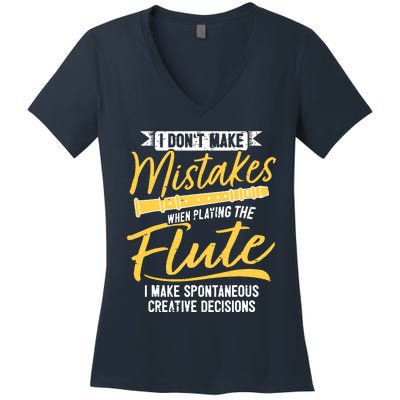 Funny Flute Player Saying Flutist I Creative Decisions Women's V-Neck T-Shirt