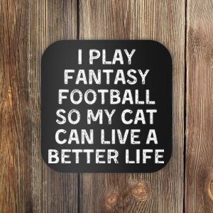 Fantasy Football Player Funny Cat Mom Dad Coaster