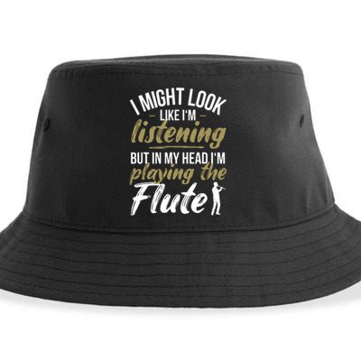 Funny Flute Player Saying Flutist I Playing The Flute Sustainable Bucket Hat