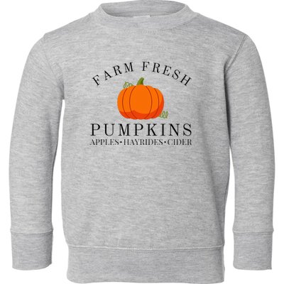 Farm Fresh Pumpkins Apples Hayrides Cider Thanksgiving Fall Toddler Sweatshirt