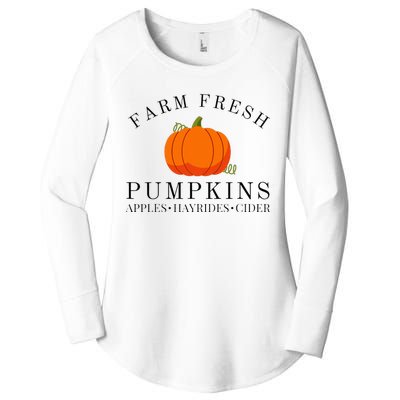 Farm Fresh Pumpkins Apples Hayrides Cider Thanksgiving Fall Women's Perfect Tri Tunic Long Sleeve Shirt