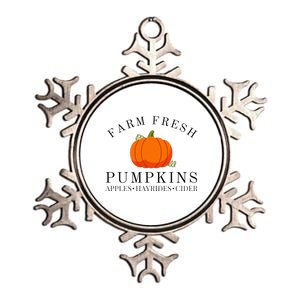 Farm Fresh Pumpkins Apples Hayrides Cider Thanksgiving Fall Metallic Star Ornament