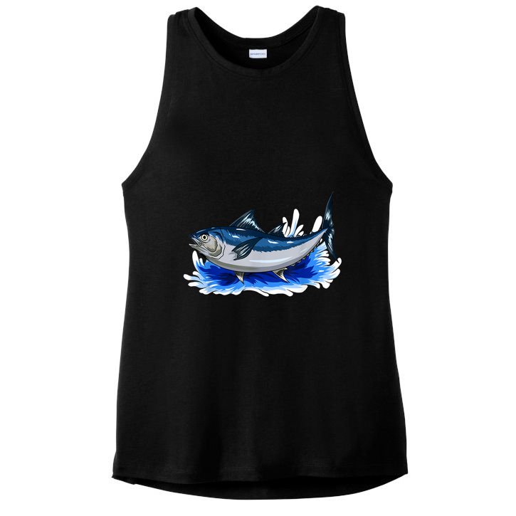 fishing fishing promotion tuna vintage Ladies PosiCharge Tri-Blend Wicking Tank