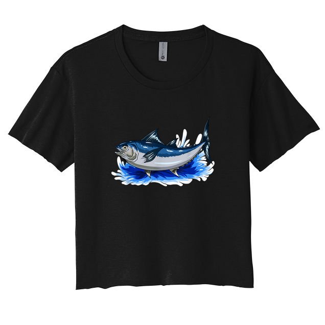 fishing fishing promotion tuna vintage Crop Top