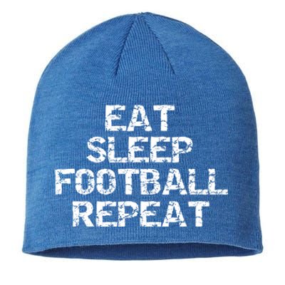 Funny Football Player Gift Eat Sleep Football Repeat Gift Sustainable Beanie