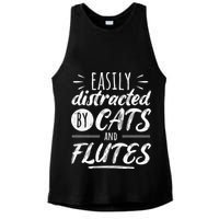 Funny Flute Player Saying Cat Owner I Cats And Flutes Ladies PosiCharge Tri-Blend Wicking Tank
