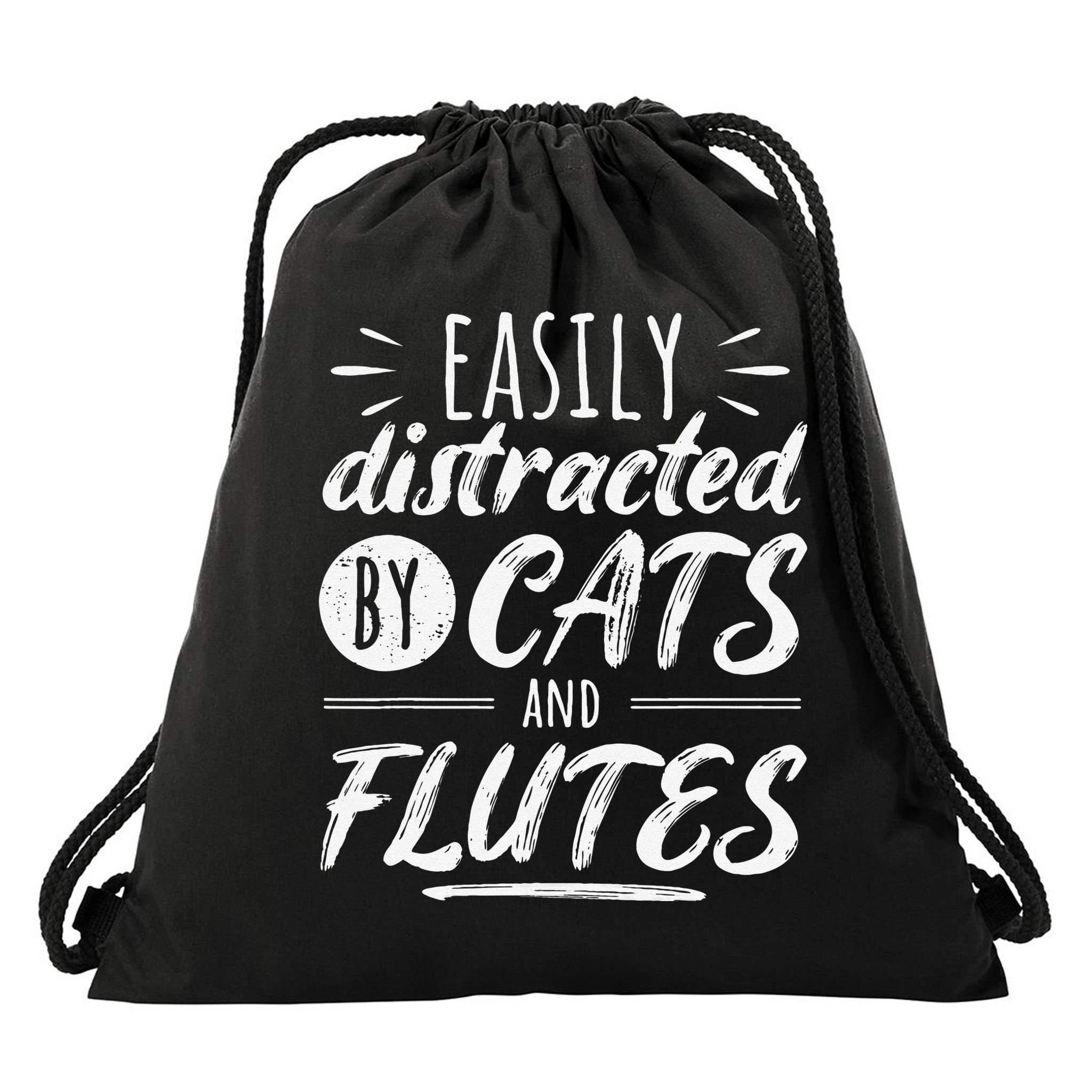Funny Flute Player Saying Cat Owner I Cats And Flutes Drawstring Bag